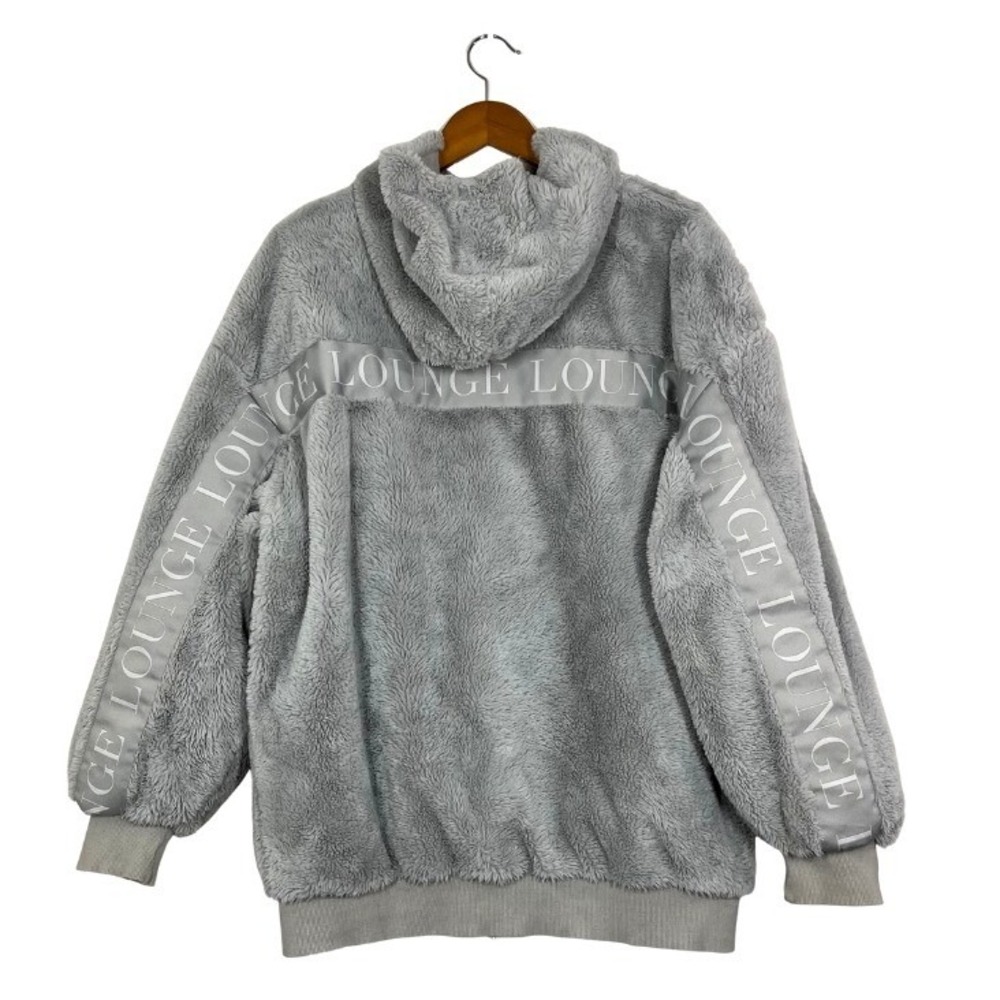LOUNGE Apparel Plush Teddy Zip Hoodie Gray Sz‎ M Cozy Y2K Loungewear Athleisure
